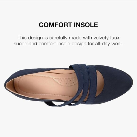 JOURNEE COLLECTIO FAUX SUEDE COMFORT SOLE ALMOND TOE TRIPLE ELASTIC STRAP SHOE - Picture 10 of 16